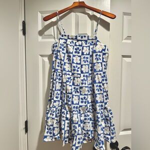 MINKPINK blue/white floral spaghetti strap knee length dress worn 1x size S